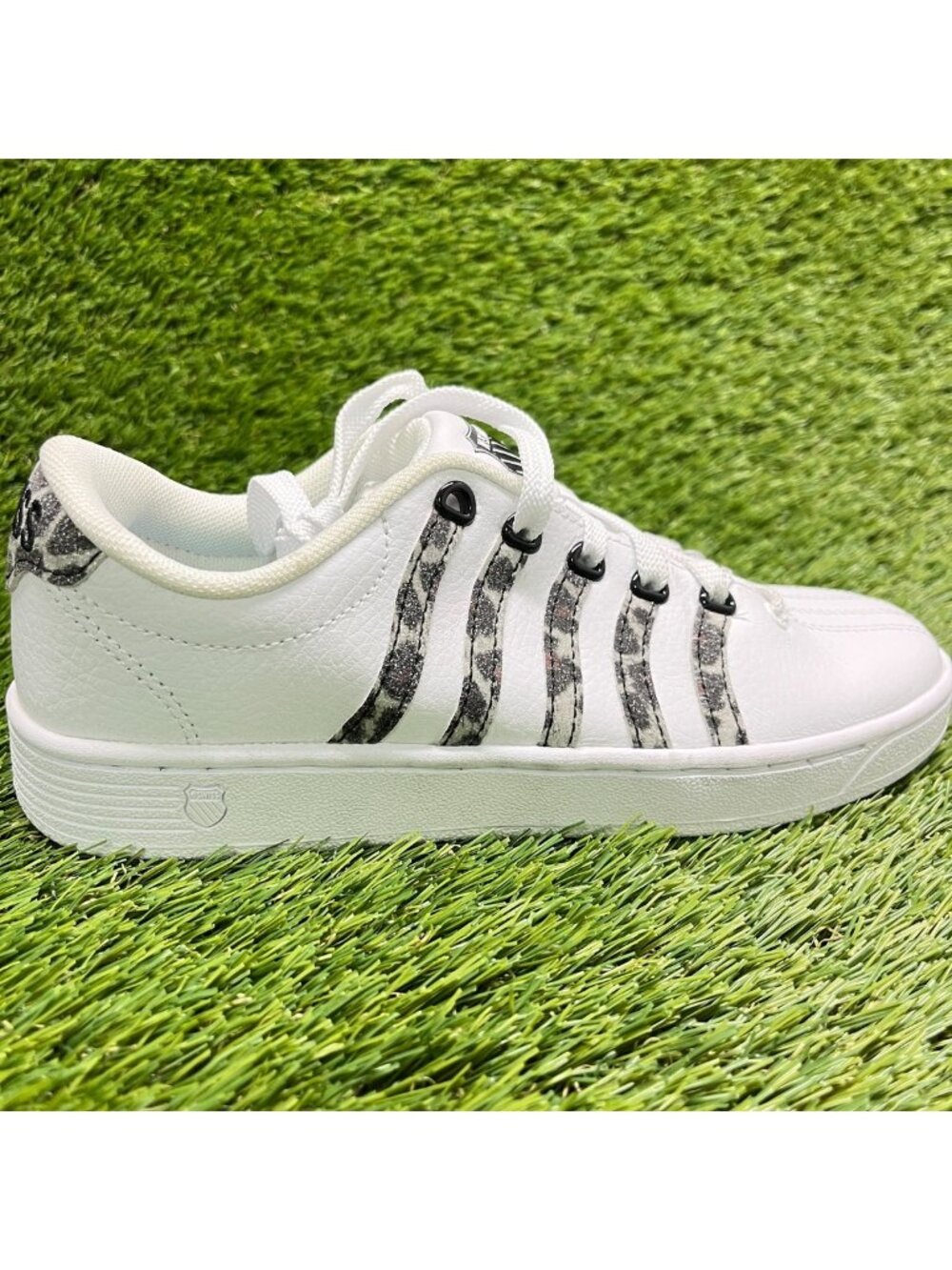 K-Swiss Court Pro II Leopard Womens Size 6 White Black Athletic Shoes Sneakers